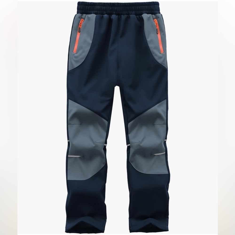 NWT Kids 6-8yo Two-Tone Water Resistant Reflective Snow Pant w Zip Pockets